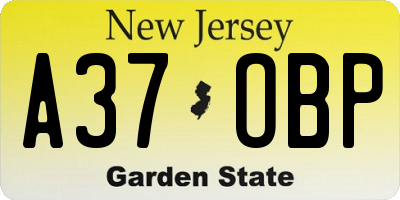 NJ license plate A37OBP