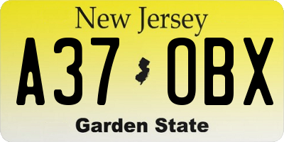 NJ license plate A37OBX