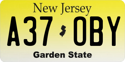 NJ license plate A37OBY