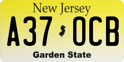 NJ license plate A37OCB