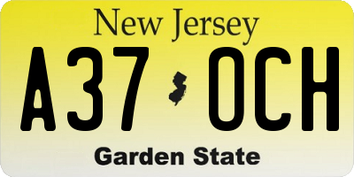 NJ license plate A37OCH