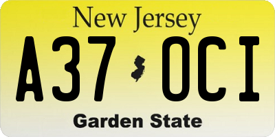 NJ license plate A37OCI