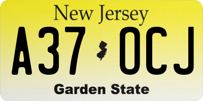 NJ license plate A37OCJ