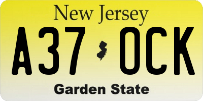 NJ license plate A37OCK