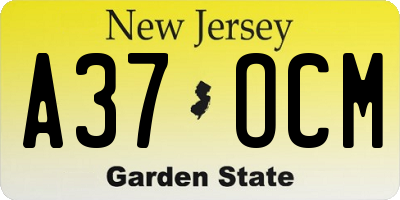 NJ license plate A37OCM