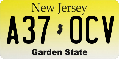 NJ license plate A37OCV
