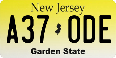 NJ license plate A37ODE