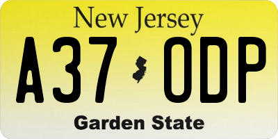 NJ license plate A37ODP