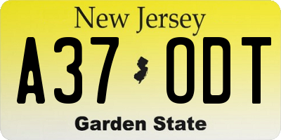 NJ license plate A37ODT