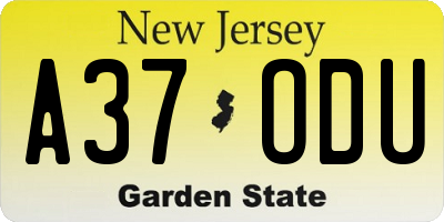 NJ license plate A37ODU