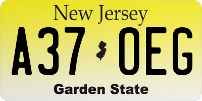 NJ license plate A37OEG