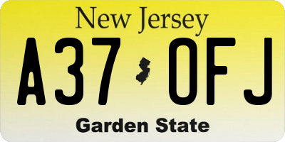 NJ license plate A37OFJ
