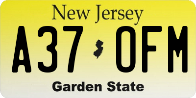 NJ license plate A37OFM