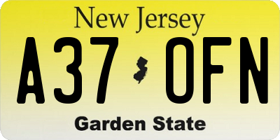 NJ license plate A37OFN