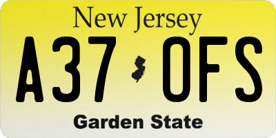 NJ license plate A37OFS