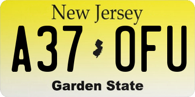 NJ license plate A37OFU