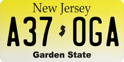 NJ license plate A37OGA