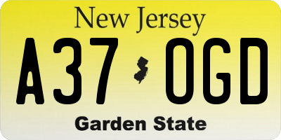 NJ license plate A37OGD