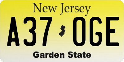 NJ license plate A37OGE