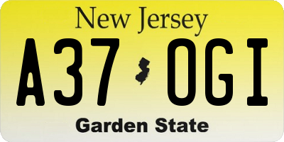 NJ license plate A37OGI
