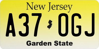 NJ license plate A37OGJ