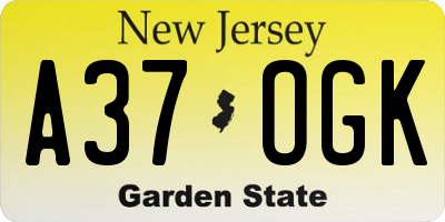 NJ license plate A37OGK