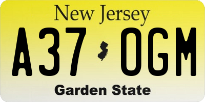 NJ license plate A37OGM
