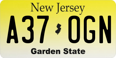 NJ license plate A37OGN
