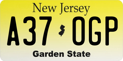 NJ license plate A37OGP