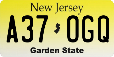 NJ license plate A37OGQ