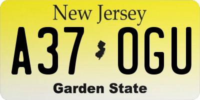NJ license plate A37OGU