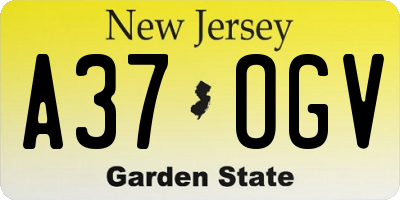 NJ license plate A37OGV