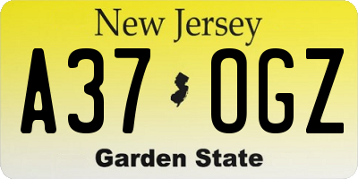NJ license plate A37OGZ
