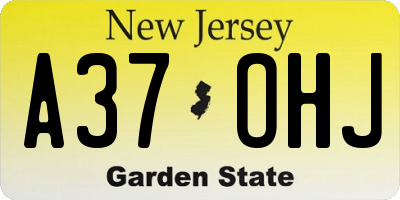 NJ license plate A37OHJ