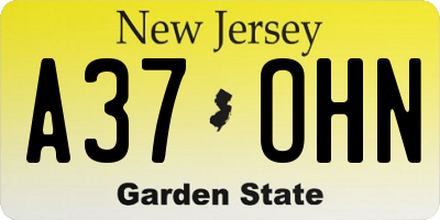 NJ license plate A37OHN