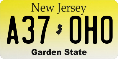 NJ license plate A37OHO