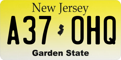 NJ license plate A37OHQ