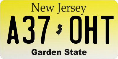 NJ license plate A37OHT
