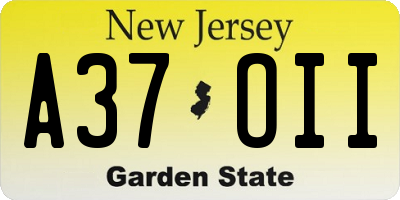 NJ license plate A37OII