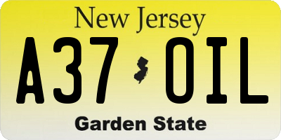 NJ license plate A37OIL