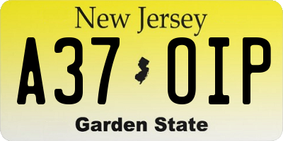 NJ license plate A37OIP