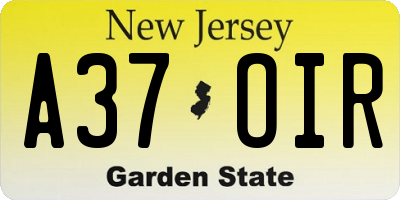 NJ license plate A37OIR