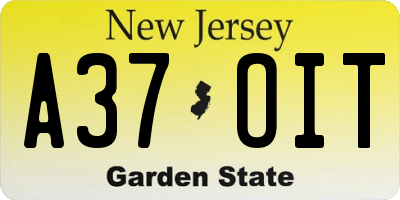 NJ license plate A37OIT