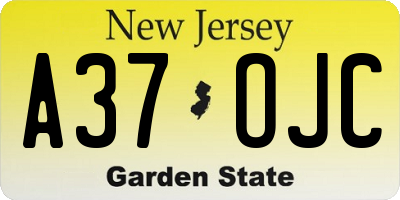 NJ license plate A37OJC