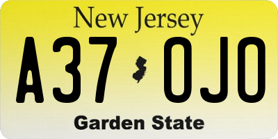 NJ license plate A37OJO