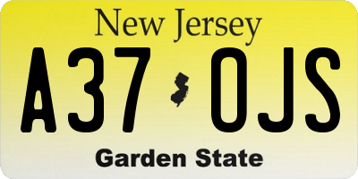 NJ license plate A37OJS
