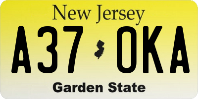 NJ license plate A37OKA