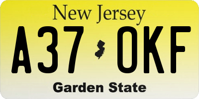 NJ license plate A37OKF