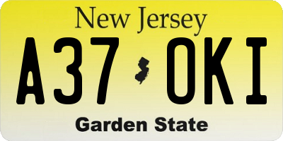 NJ license plate A37OKI