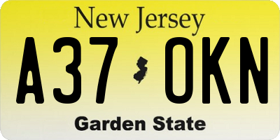 NJ license plate A37OKN